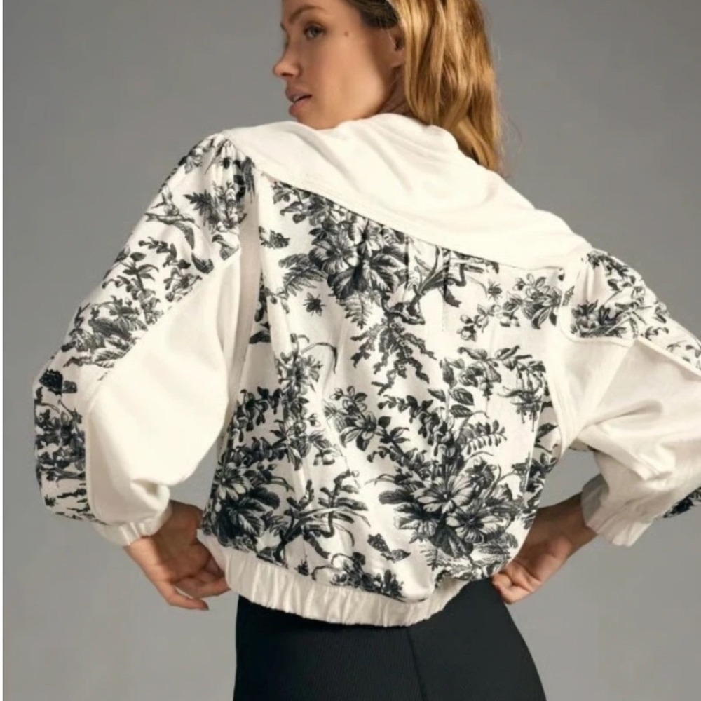 Daily‎ Practice Anthropologie Floral Print Bomber Jacket Cropped Women's XL - Picture 3 of 15